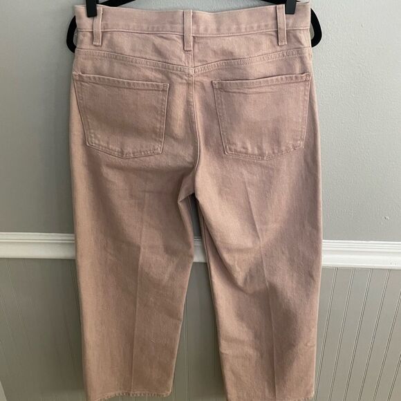 Theory Wide Crop Jeans In Dyed Denim Blush Pink Size 28 - Picture 11 of 13